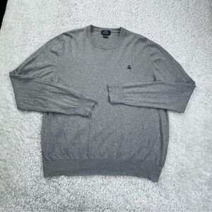 Brooks Brothers 346 Cotton Cashmere Sweater Mens Pig Medium Gray Preppy Office